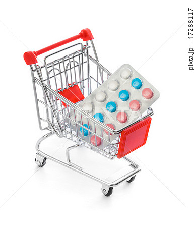 Pills in shopping cart 47288117