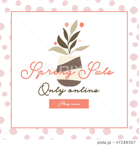 Sale banner template design. Cute plants in pots 47288567