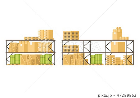 Box Freight Load and Goods on Shelf in Warehouse Box Freight Load and Goods on Shelf in Warehouse 47289862