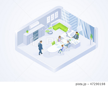 Business People Working in Office Isometric Vector 47290198