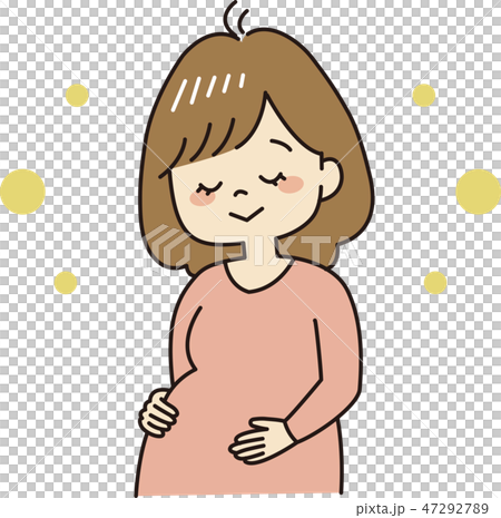 幸せそうな妊婦 半身 のイラスト素材
