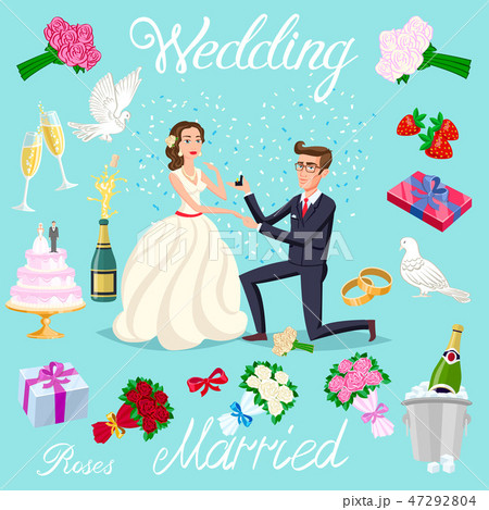 set vector wedding just married couple newlyweds set vector wedding just married couple newlyweds 47292804