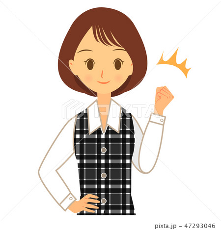 ガッツポーズをする 制服を着た女性 上半身のイラスト素材