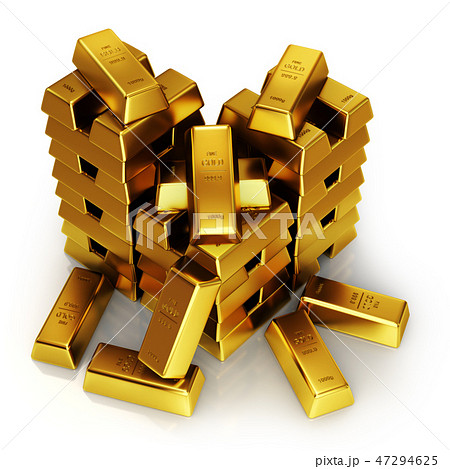 Gold bars on a white background. 47294625