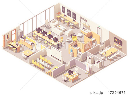 Vector isometric coworking space interior plan 47294675