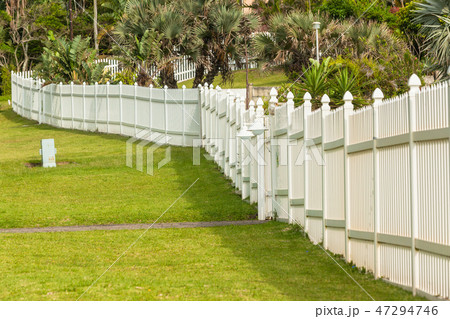 White Boundary Vertical Slat Fence 47294746