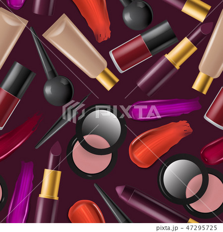 Cosmetic seamless pattern vector beauty make up cosmetology for beautiful woman with makeup Cosmetic seamless pattern vector beauty make up cosmetology for beautiful woman with makeup 47295725