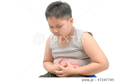 asian fat child suffering from stomachache asian fat child suffering from stomachache 47297795