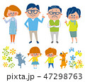 6人家族とペット　単体 47298763