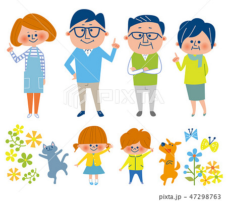 6人家族とペット　単体 47298763