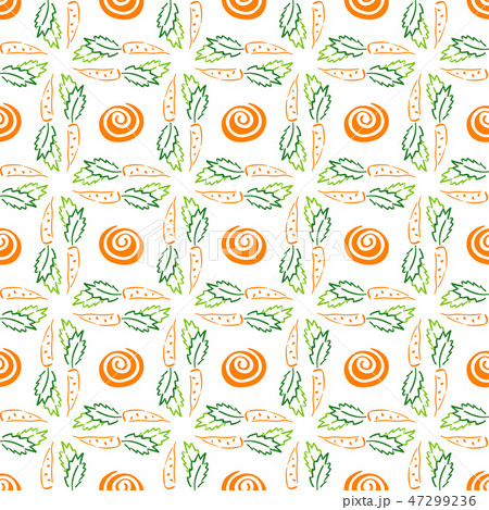 Color carrot vegetable leaf vector plain seamless garden pattern. Simplified retro illustration Color carrot vegetable leaf vector plain seamless garden pattern. Simplified retro illustration 47299236