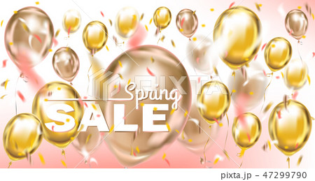 Spring sale banner with balloons and confetti 47299790