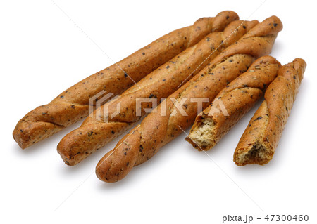 Breadsticks or grissini on white background 47300460