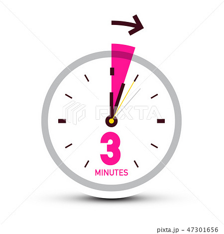 Three 3 Minutes Clock Icon with Arrow 47301656