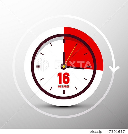 16 Sixteen Minutes Clock Icon. Vector Time Symbol. 47301657
