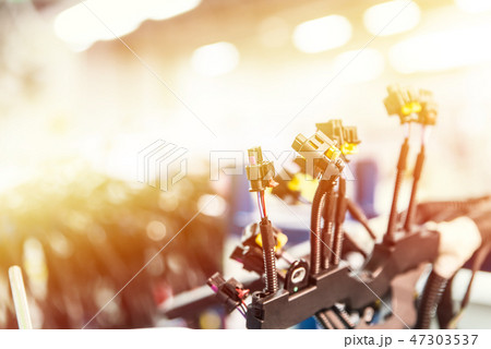 Bunch of wiring harnesses. Automobile industry Bunch of wiring harnesses. Automobile industry 47303537