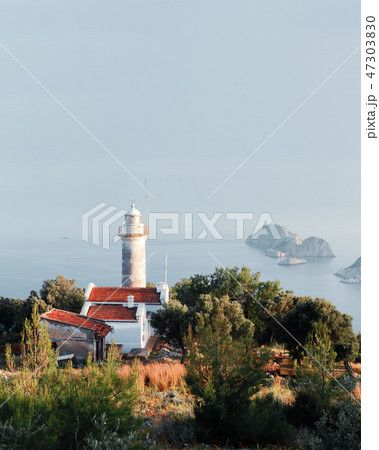 Picturesque scene with lighthouse on Gelidonya cape Picturesque scene with lighthouse on Gelidonya cape 47303830