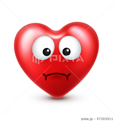 Heart smiley emoji vector for Valentines Day. Funny red face with expressions and emotions. Love Heart smiley emoji vector for Valentines Day. Funny red face with expressions and emotions. Love 47303911