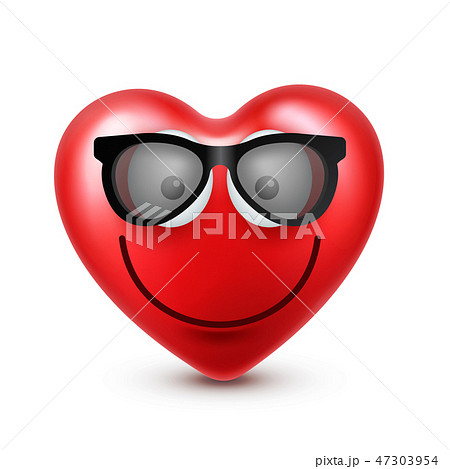 Heart smiley emoji vector for Valentines Day. Funny red face with expressions and emotions. Love 47303954