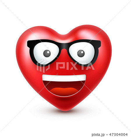 Heart smiley emoji vector for Valentines Day. Funny red face with expressions and emotions. Love 47304004