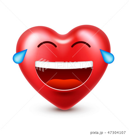 Heart smiley emoji vector for Valentines Day. Funny red face with expressions and emotions. Love 47304107