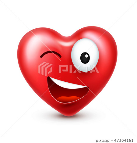 Heart smiley emoji vector for Valentines Day. Funny red face with expressions and emotions. Love Heart smiley emoji vector for Valentines Day. Funny red face with expressions and emotions. Love 47304161