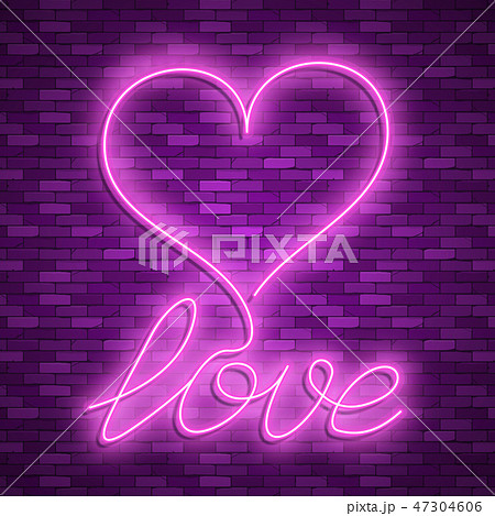 Happy Valentines Day. Neon. Vector stock images 47304606