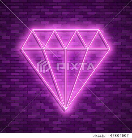 diamond icon in neon style. Vector illustraton diamond icon in neon style. Vector illustraton 47304607