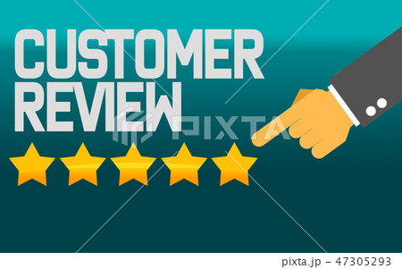Pointing hand and five stars with customer review 47305293