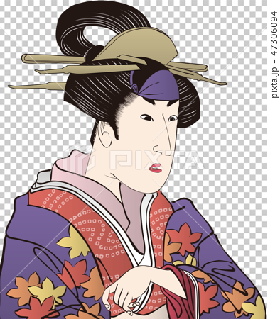 浮世絵 歌舞伎役者 女性 その1 のイラスト素材