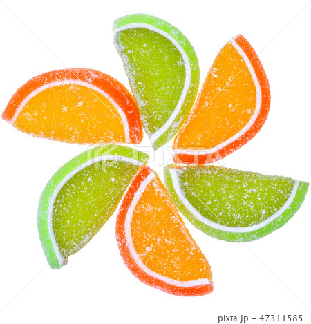 Multicolored candy top view 47311585