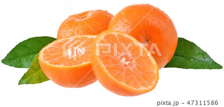 tangerine cut with leaf isolated 47311586