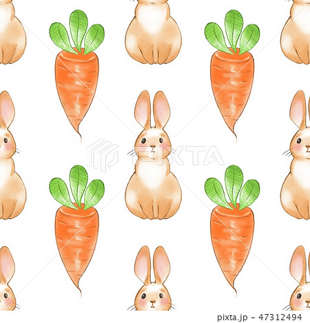 Seamless Pattern Of Rabbit And Carrotのイラスト素材