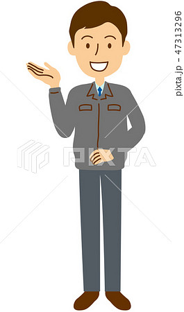 作業服ネクタイ男性案内全身 作業服ネクタイ男性案内全身 47313296