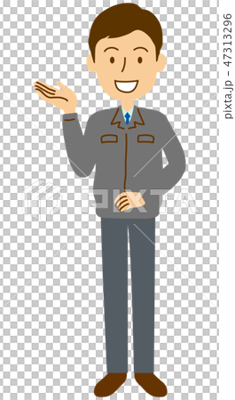 作業服ネクタイ男性案内全身 作業服ネクタイ男性案内全身 47313296