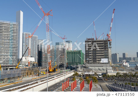 都市風景 東京 晴海フラッグ 2020東京五輪選手村 建設現場 2019年1月 都市風景 東京 晴海フラッグ 2020東京五輪選手村 建設現場 2019年1月 47313550
