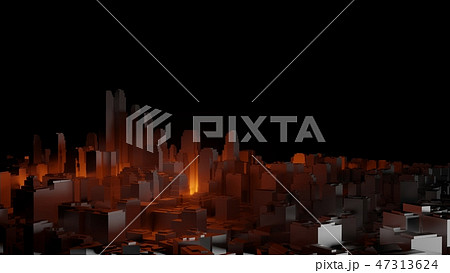 3d city with bright red flashes on a dark background 3d city with bright red flashes on a dark background 47313624
