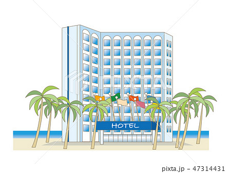 海辺のリゾートホテルのイラスト素材