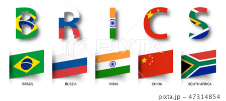 BRICS . Association of 5 countries and flags . 47314854