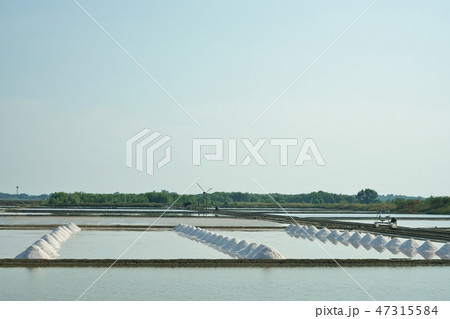 Salt farm in Samut Sakhon province, Thailand. 47315584