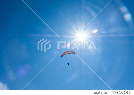 Paraglider flying against the blue sky 47316149