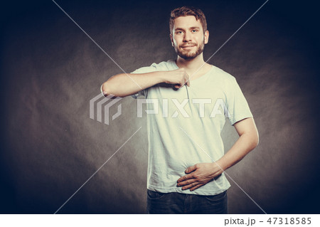 Man guy in blank shirt with empty copy space. Man guy in blank shirt with empty copy space. 47318585