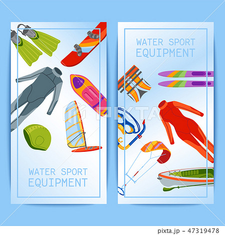 Summer water beach sea sports banners activities vector illustration. Active people watersport 47319478