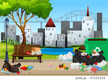 Litter In The Urban Park Stock Illustration