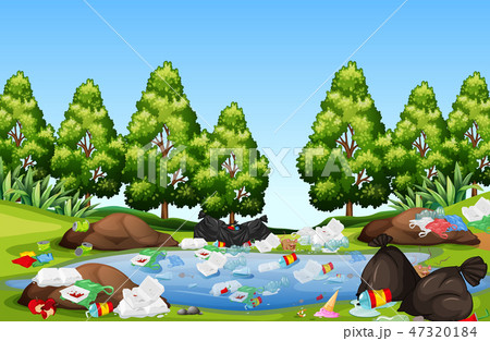 Litter in the nature landscape 47320184