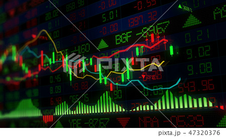 3D rendering of stock indexes in virtual space 47320376