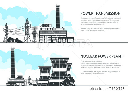 Set of Banners with Electric Power Transmission 47320593