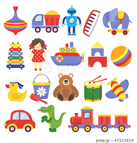 Kids Toys Game Toy Peg Top Teddy Bear Drum のイラスト素材