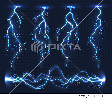 Realistic lightnings. Electricity thunder light storm flash thunderstorm in cloud. Nature power Realistic lightnings. Electricity thunder light storm flash thunderstorm in cloud. Nature power 47321790