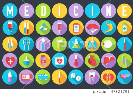 set flat medical equipments and human anatomy body organs icons illustration concept. Vector set flat medical equipments and human anatomy body organs icons illustration concept. Vector 47321791
